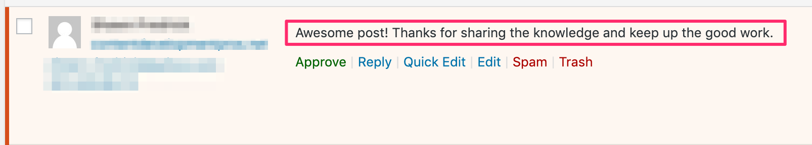example of comment spam