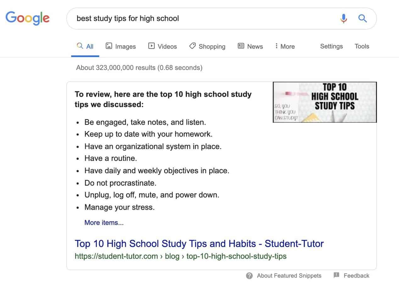featured snippet - example #15