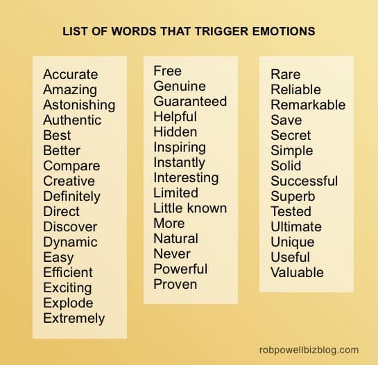 list of common words that trigger emotions