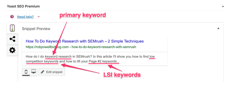 use LSI keywords in the description tag