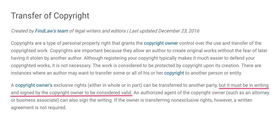 transfer of copyright